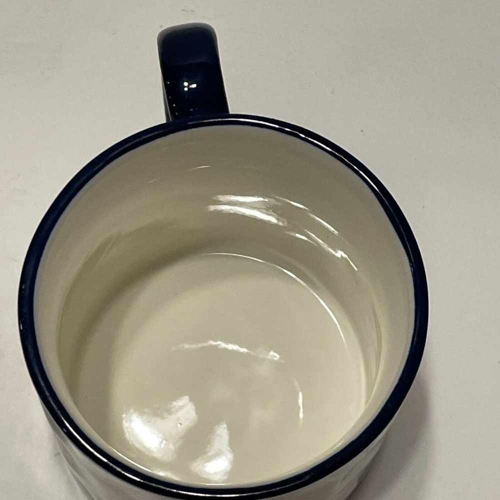 Signature Hipster Cat Kitten Flower Ceramic Coffee Mug Tea Cup Blue Rim 14oz - Picture 6 of 7